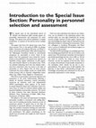 Introduction to the Special Issue Section: Personality in personnel selection and assessment Cover Page