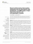 Research paper thumbnail of Neural activity during interoceptive awareness and its associations with alexithymia-An fMRI study in major depressive disorder and non-psychiatric controls