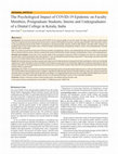 The Psychological Impact of COVID-19 Epidemic on Faculty Members, Postgraduate Students, Interns and Undergraduates of a Dental College in Kerala, India Cover Page