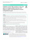 Validation of the T86I mutation in the gyrA gene as a highly reliable real time PCR target to detect Fluoroquinolone-resistant Campylobacter jejuni Cover Page