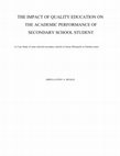 THE IMPACT OF QUALITY EDUCATION ON THE ACADEMIC PERFORMANCE OF SECONDARY SCHOOL STUDENT (A Case Study of some selected secondary schools in Gusau Metropolis in Zamfara state Cover Page