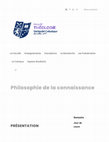 Philosophie de la connaissance Cover Page