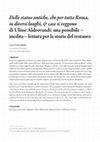 Ciancabilla, L. (2024). Delle statue antiche, che per tutta Roma, in diversi luoghi, & case si veggono di Ulisse Aldrovandi: una possibile – inedita – lettura per la storia del restauro in Aldrovandiana. Historical Studies in Natural History, 3(1), 29–37. Cover Page