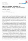 GREAT ECONOMIC THINKERS: AN INTRODUCTION – FROM ADAM SMITH TO AMARTYA SEN edited by JonathanConlin. Reaktion Books (2018), 311 pp. ISBN: 978‐1789140057 (hb, £20.00) Cover Page