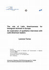 Research paper thumbnail of The role of Latin Americanness for Immigrant Activism in Europe. An exploration of qualitative interviews with Latin-American leaders