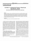 Research paper thumbnail of COVID-19: Endangering women's mental and reproductive health