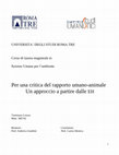 Per una critica del rapporto umano-animale. Un approccio a partire dalle EH. Cover Page