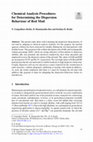 Research paper thumbnail of Chemical Analysis Procedures for Determining the Dispersion Behaviour of Red Mud