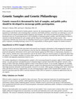 Research paper thumbnail of Genetic samples and genetic philanthropy