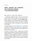 Gesti concreti nel cammino
per l’unità dei cristiani:
“La Comunità di Gesù” Cover Page