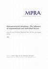 Entrepreneurial intentions: The influence of organizational and individual factors Cover Page