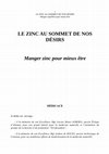 LE ZINC AU SOMMET DE NOS DESIRS. Manger zinc pour mieux exister Cover Page