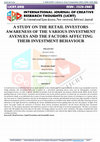 A STUDY ON THE RETAIL INVESTORS AWARENESS OF THE VARIOUS INVESTMENT AVENUES AND THE FACTORS AFFECTING THEIR INVESTMENT BEHAVIOUR Cover Page