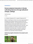 Human-elephant interaction in Kerala: cultivating tolerance through attitudinal change Cover Page