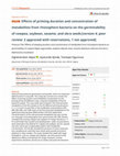 Effects of steeping duration and concentration of metabolites from rhizosphere bacteria on the germinability of cowpea, soybean, sesame, and okra seeds Cover Page