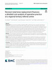 Revision total knee replacement finances: a detailed cost-analysis of operative practice at a regional tertiary referral centre Cover Page