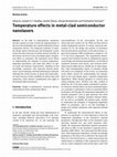 Temperature effects in metal-clad semiconductor nanolasers Cover Page