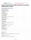 Factors that Affect the Sleep of Women in Informal Settlements in Kenya Cover Page