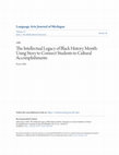 The Intellectual Legacy of Black History Month: Using Story to Connect Students to Cultural Accomplishments Cover Page