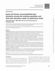 Acute and chronic musculoskeletal pain situations among the working population and their pain education needs: an exploratory study Cover Page