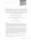 Research on energy indexes of cogenerated plants with gas turbines and heat recuperator steam generators Cover Page