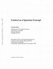 Context as a Spurious Concept Cover Page