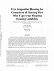 Research paper thumbnail of Peer Supportive Housing for Consumers of Housing First Who Experience Ongoing Housing Instability