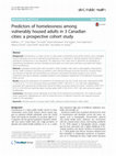 Research paper thumbnail of Predictors of homelessness among vulnerably housed adults in 3 Canadian cities: a prospective cohort study