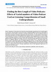 Finding the Best Length of Video-Podcasts: Effects of Varied numbers of Video-Podcast Used on Listening Comprehension of Saudi Undergraduates Cover Page