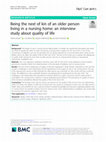 Being the next of kin of an older person living in a nursing home: an interview study about quality of life Cover Page