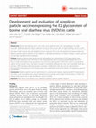 Development and evaluation of a replicon particle vaccine expressing the E2 glycoprotein of bovine viral diarrhea virus (BVDV) in cattle Cover Page