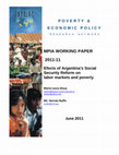 Research paper thumbnail of MPIA WORKING PAPER 2011-11 Efects of Argentina ' s Social Security Reform on labor markets and poverty