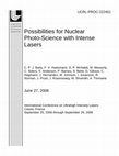 Possibilities for Nuclear Photo-Science with Intense Lasers Cover Page