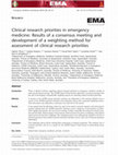 Clinical research priorities in emergency medicine Cover Page