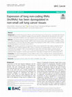 Expression of long non-coding RNAs (lncRNAs) has been dysregulated in non-small cell lung cancer tissues Cover Page