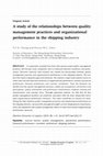 A study of the relationships between quality management practices and organizational performance in the shipping industry Cover Page