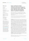 Early nutritional intake influences the serum levels of nerve growth factor (NGF) and brain-derived neurotrophic factor in preterm newborns Cover Page