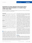 Introduction of various allergenic foods during infancy reduces risk of IgE sensitization at 12 months of age: a birth cohort study Cover Page