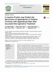 C-reactive Protein may Predict the Recurrence of Appendicitis in Children Formerly with Appendiceal Mass after Successful Non-operative Treatment Cover Page