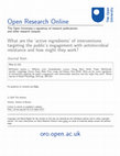 What are the 'active ingredients' of interventions targeting the public's engagement with antimicrobial resistance and how might they work? Cover Page