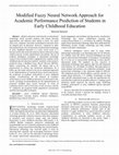 Modified Fuzzy Neural Network Approach for Academic Performance Prediction of Students in Early Childhood Education Cover Page