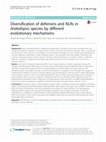 Diversification of defensins and NLRs in Arabidopsis species by different evolutionary mechanisms Cover Page