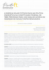 A Energia Solar Fotovoltaica Na Política Energética Da Constituição Federal De 1988: Premissas Para Uma Análise Acerca Da Inserção De Novas Fontes Renováveis Cover Page