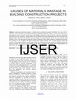 CAUSES OF MATERIALS WASTAGE IN BUILDING CONSTRUCTION PROJECTS Cover Page