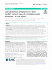 Late abdominal pregnancy in a post-conflict context: case of a mistaken acute abdomen - a case report Cover Page