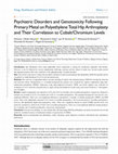 Psychiatric Disorders and Genotoxicity Following Primary Metal on Polyethylene Total Hip Arthroplasty and Their Correlation to Cobalt/Chromium Levels Cover Page