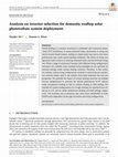 Analysis on inverter selection for domestic rooftop solar photovoltaic system deployment Cover Page