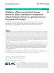 Validation of Novel spot blotch disease resistance alleles identified in unexplored wheat (Triticum aestivum L.) germplasm lines through KASP markers Cover Page