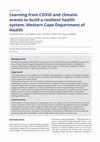 Learning from COVID and climatic events to build a resilient health system: Western Cape Department of Health Cover Page