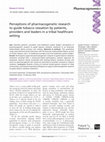 Research paper thumbnail of Perceptions of pharmacogenetic research to guide tobacco cessation by patients, providers and leaders in a tribal healthcare setting